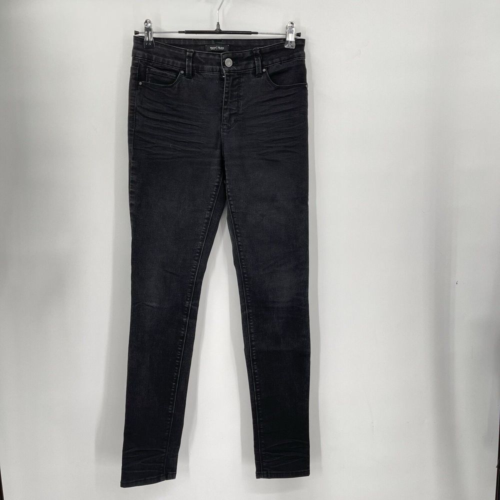 White House Black Market 2R Skinny Leg Jeans Mens Black Faded Stretch Denim